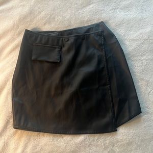 Black asymmetric mini skirt